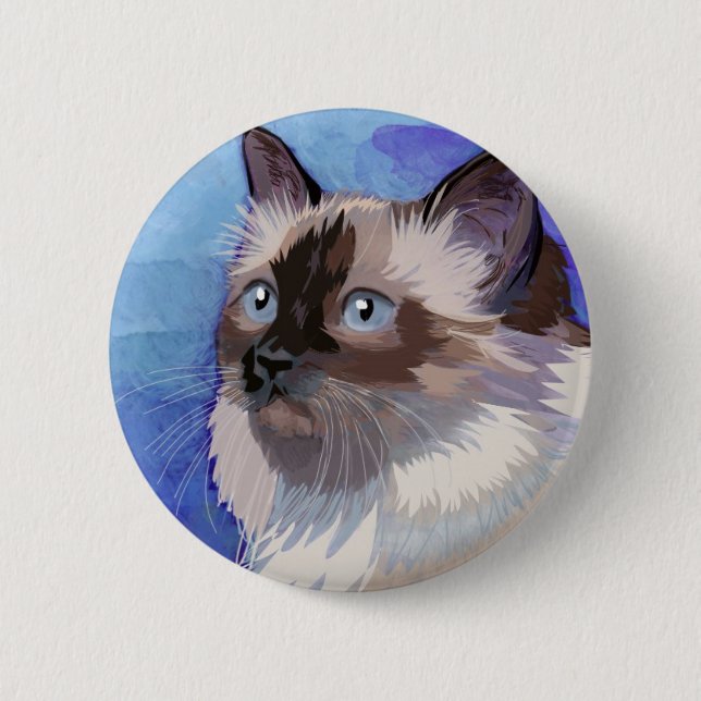 Long-haired Siamese Himalayan Cat 6 Cm Round Badge (Front)