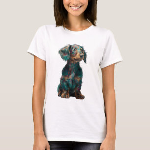 Long Haired Teal Spotted Dachshund Women T-Shirt