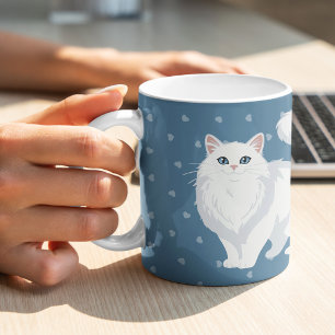 Long Haired White Cat Mum Personalised Coffee Mug
