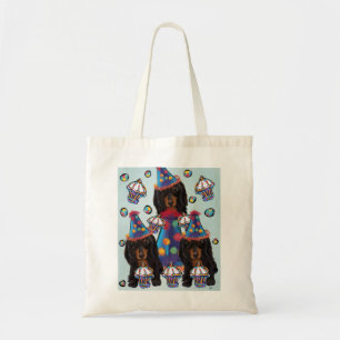 Long HairedBlack Dachshunds Tote Bag