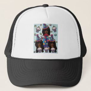Long HairedBlack Dachshunds Trucker Hat