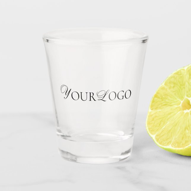 Long Horizontal Custom Logo Text Business Company Shot Glass (Front)