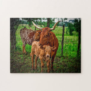 Long Horn Cattle Texas. Jigsaw Puzzle