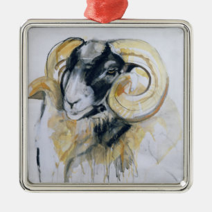 Long Horn Sheep Metal Tree Decoration