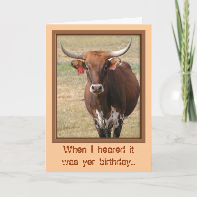 Long-horn Steer Birthday Card (Front)