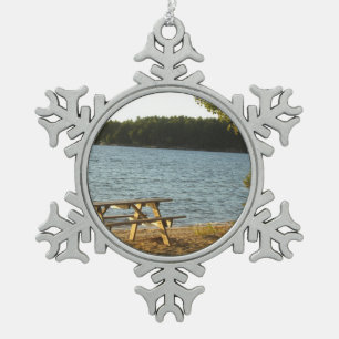 Long Island Beach Bench Snowflake Pewter Christmas Ornament