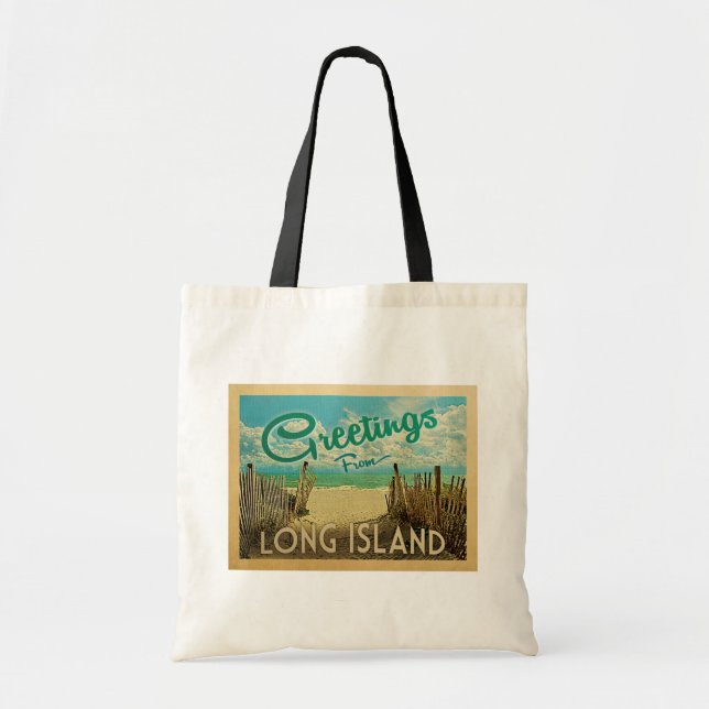 Long Island Beach Vintage Travel Tote Bag (Front)