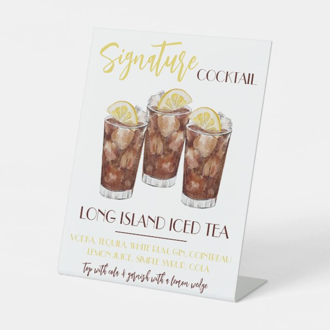 Long Island Iced Tea Signature Cocktail Recipe Pedestal Sign (Front)