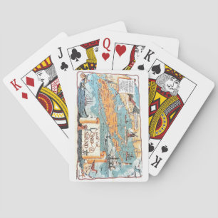 Long Island Illustrated Map Postcard Playing Cards