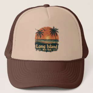 Long Island New York Retro Beach Vibes Trucker Hat