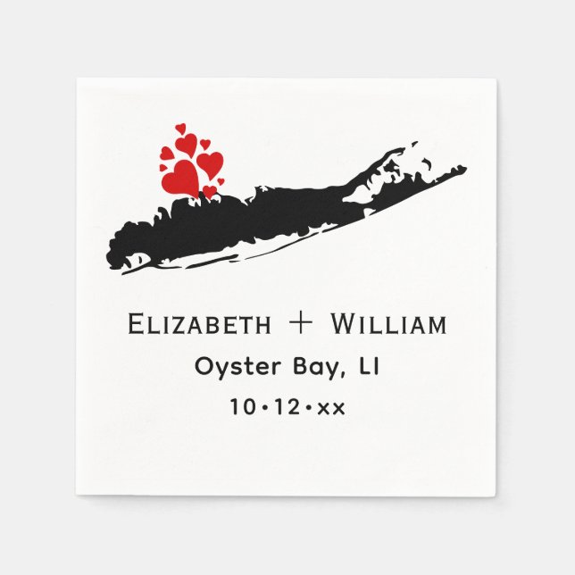 Long Island NY Silhouette Map DIY Colours Wedding Napkin (Front)