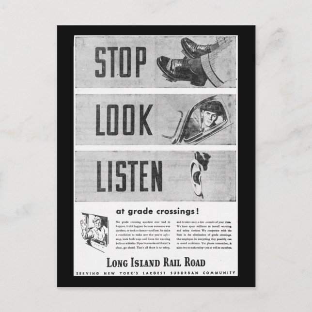 Long Island Railroad Safety Postcard (Front)