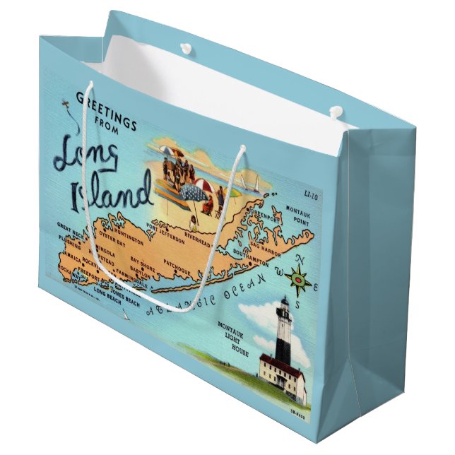 Long Island Retro Large Gift Bag (Front Angled)