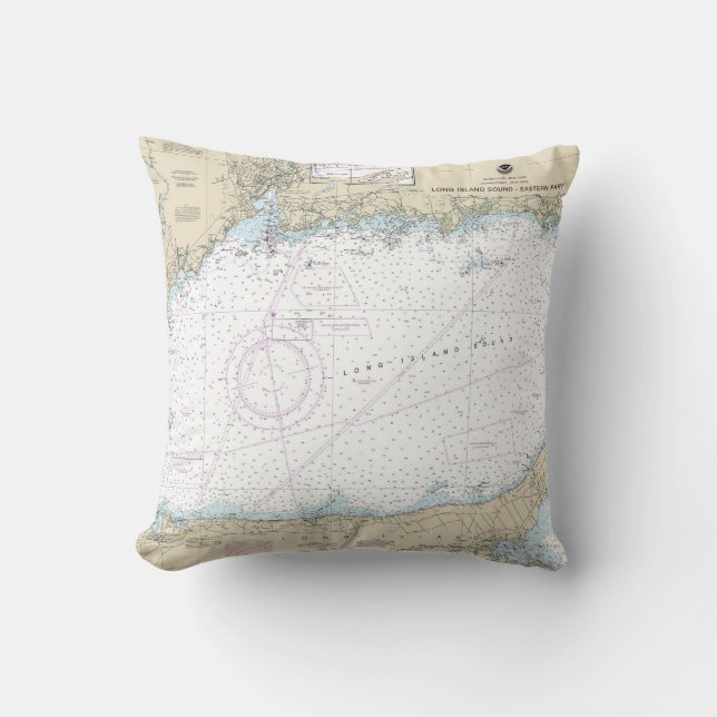 Long Island Sound Eastern Part Nautical Chart Cushion (Front)