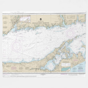 Long Island Sound Eastern Part Nautical Chart Fleece Blanket