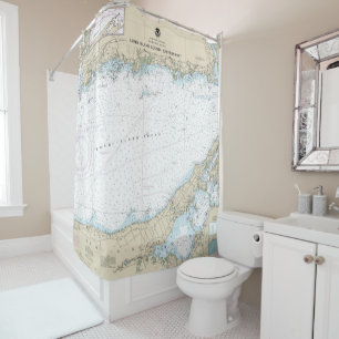 Long Island Sound Eastern Part Nautical Chart Shower Curtain