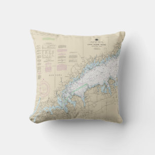 Long Island Sound Western Part Nautical Chart Cushion