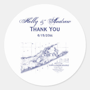 Long Island The Hamptons Map Classic Round Sticker