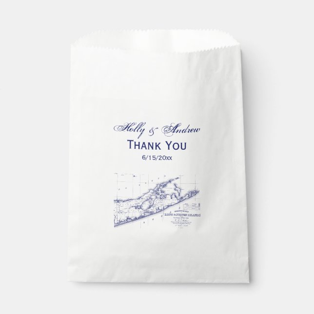 Long Island The Hamptons Map Favour Bag (Front)