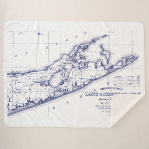 Long Island The Hamptons Map Sherpa Blanket