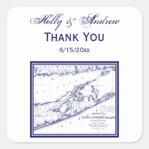 Long Island The Hamptons Map Square Sticker