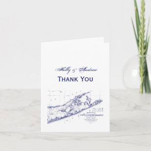 Long Island The Hamptons Map Thank You Card