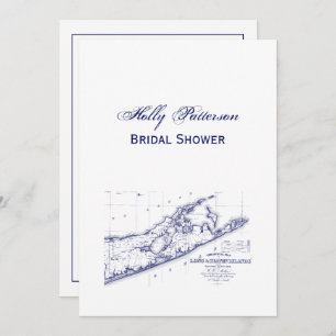 Long Island The Hamptons Map VC Bridal Shower Invitation