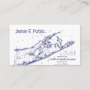 Long Island The Hamptons Map VC Business Card