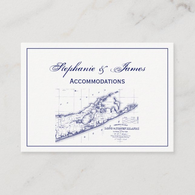 Long Island The Hamptons Map VC Business Card (Front)