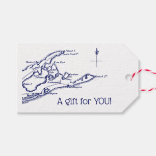 Long Island The Hamptons Map VC Gift Tags