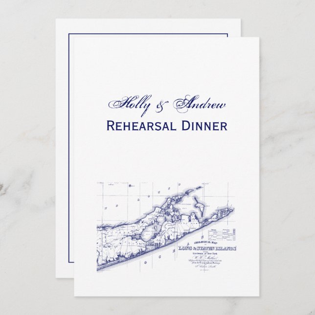 Long Island The Hamptons Map VC Invitation (Front/Back)