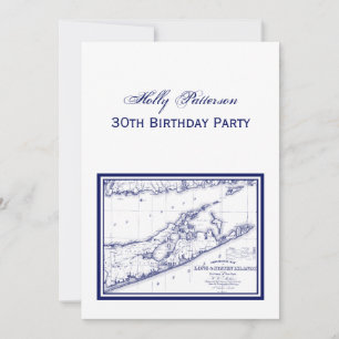 Long Island The Hamptons Map VC Invitation