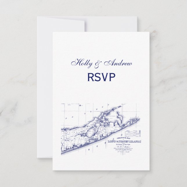 Long Island The Hamptons Map VC RSVP Card (Front)