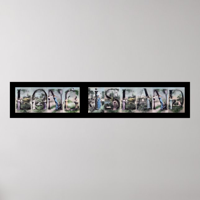 LONG ISLAND Vintage Alphabet Letter Name Art Poster (Front)