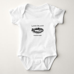 Long Island Vintage Striped Bass Logo Baby Bodysuit
