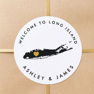Long Island Wedding Welcome Sticker Tag Gold Black