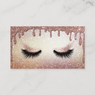 Long Lash Extension Makeup Artist Dripping Gold Business Card