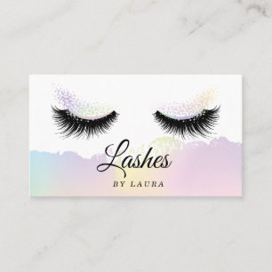 Long Lash Extension Makeup Artist Holographic Business Card