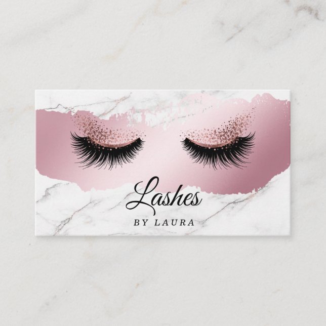 Long Lash Extension Makeup Artist Rose Gold Business Card (Front)