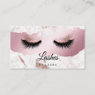 Long Lash Extension Makeup Artist Rose Gold Business Card