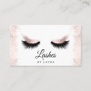 Long Lash Extension Makeup Artist Rose Gold Business Card
