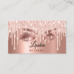 Long Lash Extension Makeup Artist Rose Gold Business Card