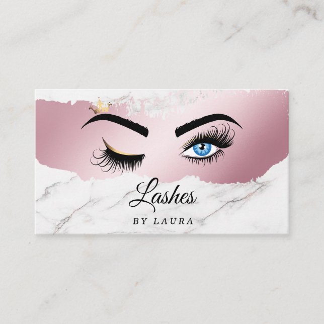 Long Lash Extension Makeup Artist Wink Eye Business Card (Front)
