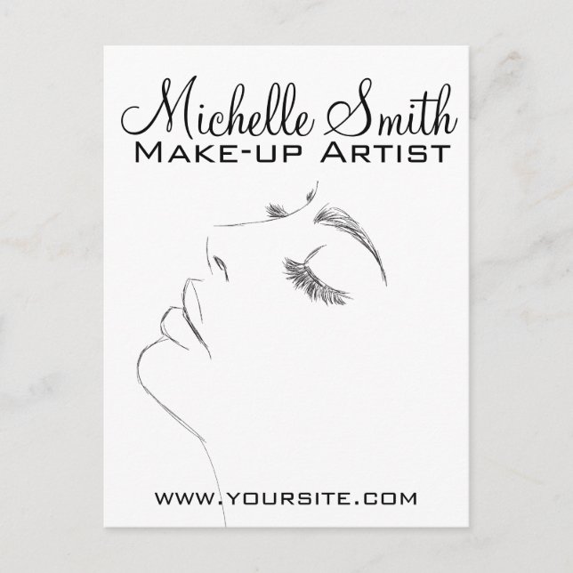 Long lashes eyeliner Lash Extensions Black Sketch Postcard (Front)