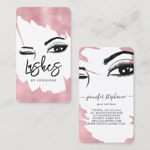 Long Lashes Eyes and Brows Rose Gold Business Card