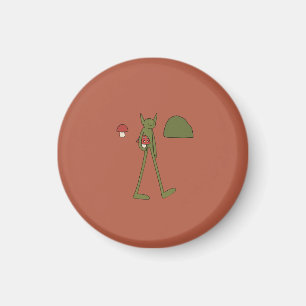 Long Legged Forest Goblin with Red Mushroom Magnet