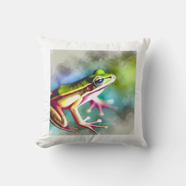 Long legged frog 100924AREF149 - Watercolor Cushion (Front)