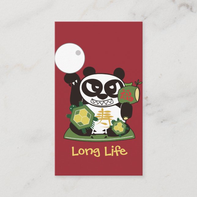 Long Life God Panda Lucky Charm Business Card (Front)