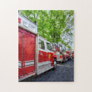 Long Line of Fire Trucks Jigsaw Puzzle