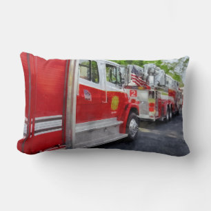 Long Line of Fire Trucks Lumbar Cushion
